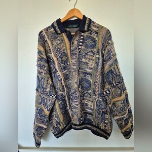 100% Cotton 3D Knit Canadian Made Vintage Sweater By Tundra Mens Large